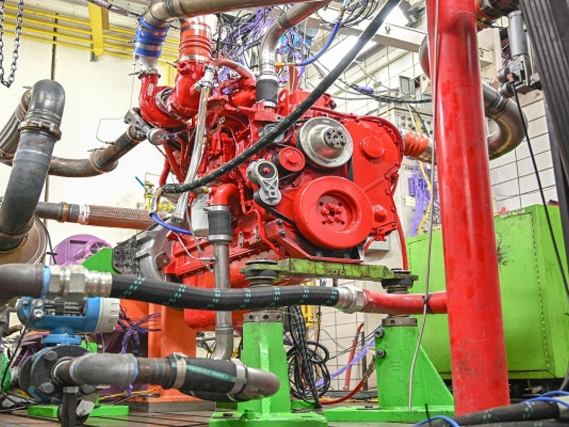 engine under emissions testing