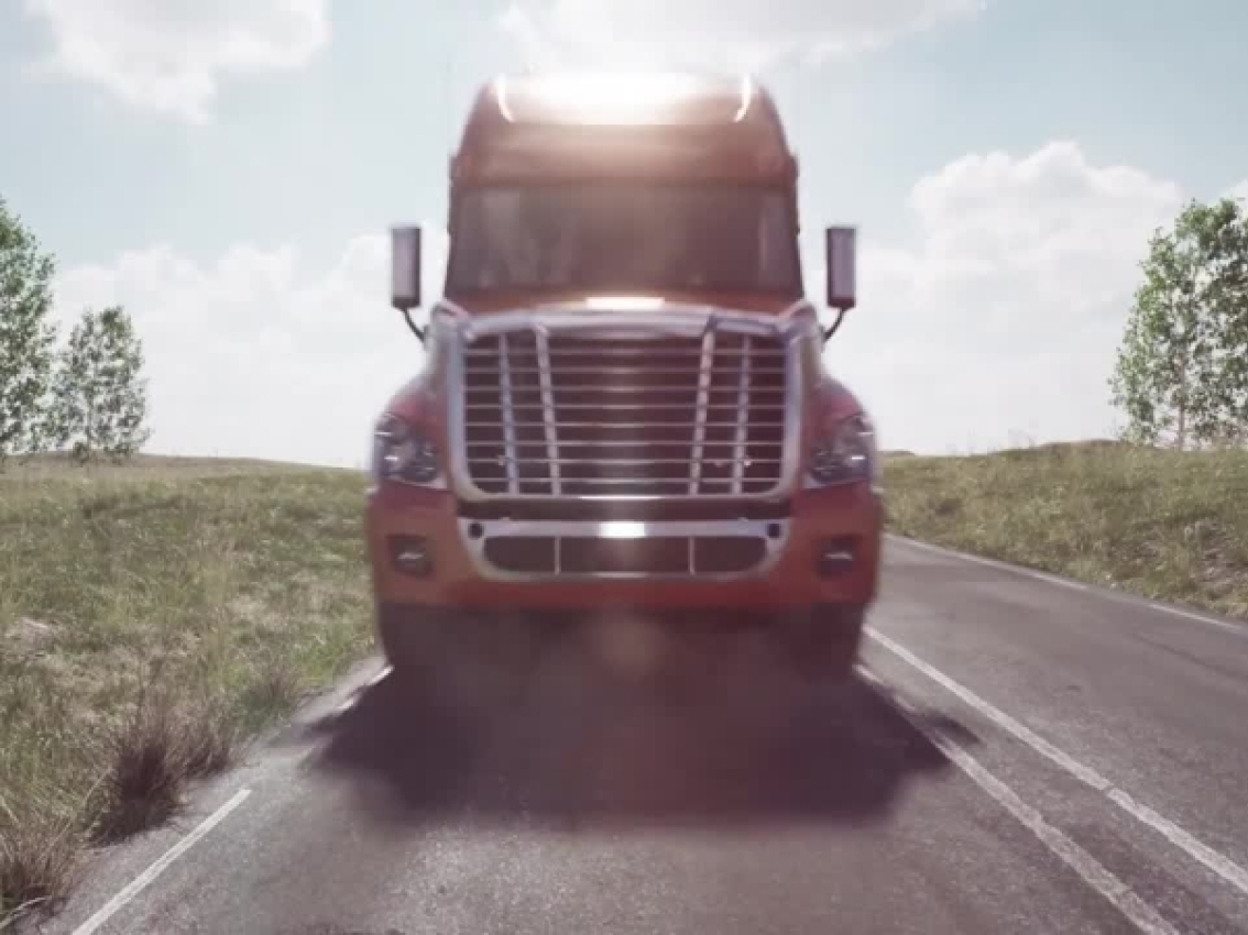 front of truck on road
